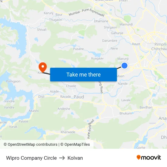 Wipro Company Circle to Kolvan map