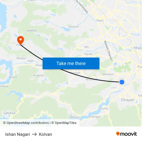 Ishan Nagari to Kolvan map