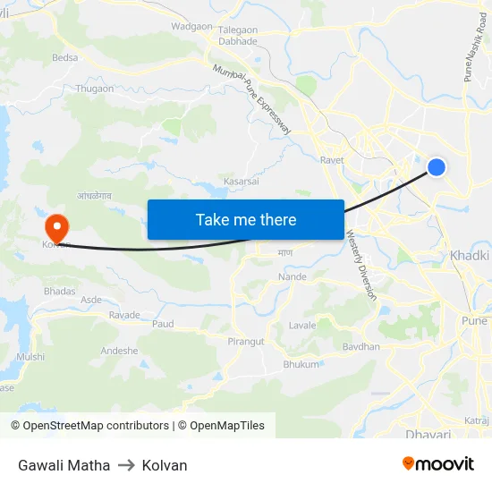 Gawali Matha to Kolvan map