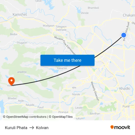 Kuruli Phata to Kolvan map