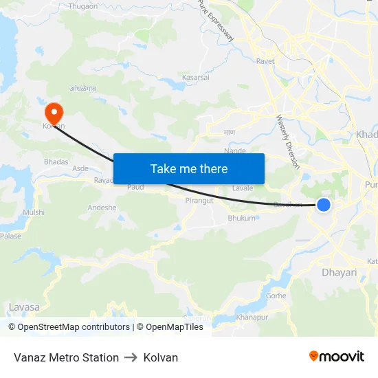 Vanaz Metro Station to Kolvan map