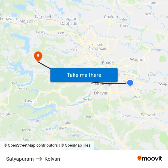 Satyapuram to Kolvan map