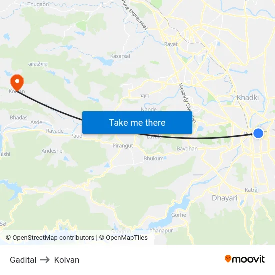 Gadital to Kolvan map