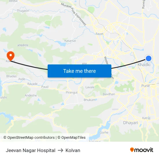 Jeevan Nagar Hospital to Kolvan map