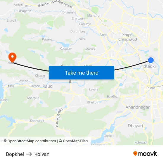 Bopkhel to Kolvan map