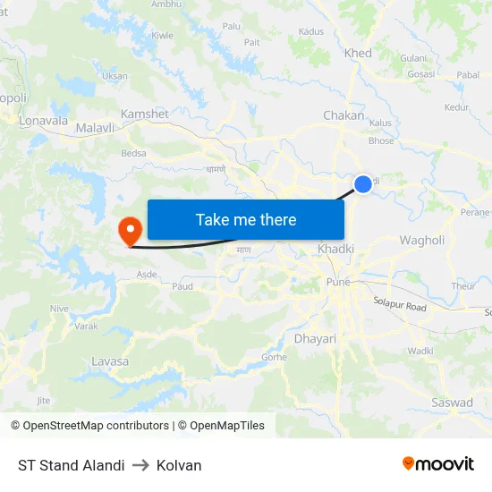ST Stand Alandi to Kolvan map