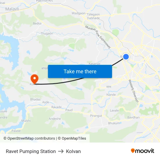 Ravet Pumping Station to Kolvan map