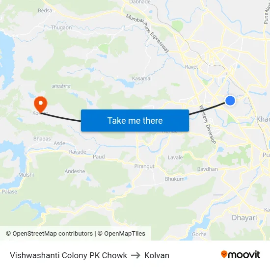 Vishwashanti Colony PK Chowk to Kolvan map