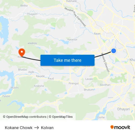 Kokane Chowk to Kolvan map