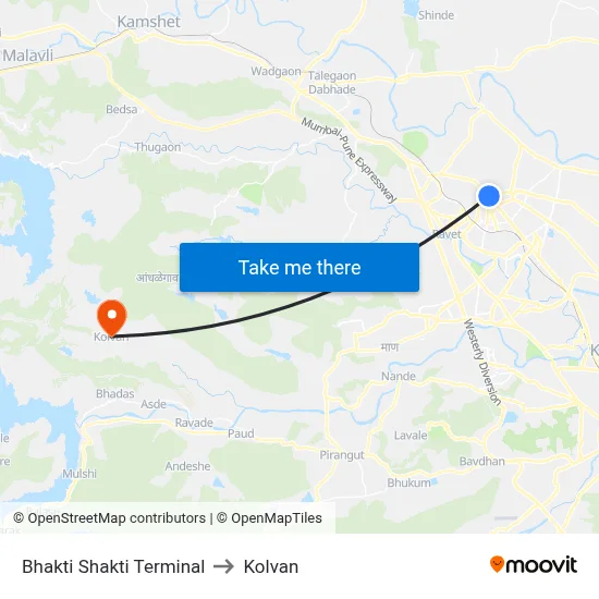 Bhakti Shakti Terminal to Kolvan map
