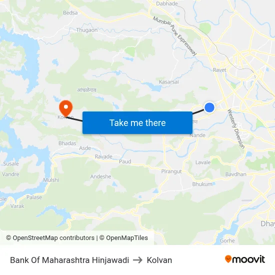 Bank Of Maharashtra Hinjawadi to Kolvan map