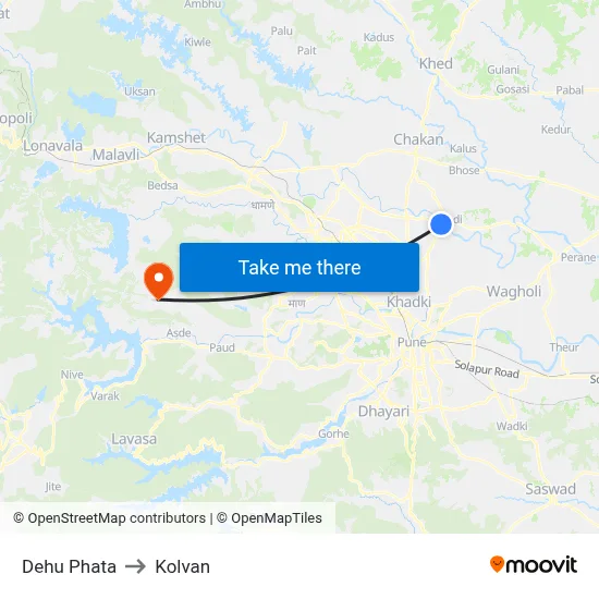 Dehu Phata to Kolvan map