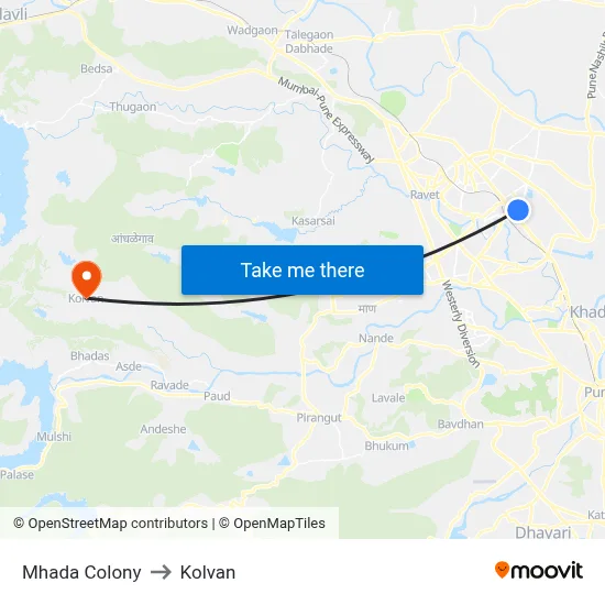 Mhada Colony to Kolvan map