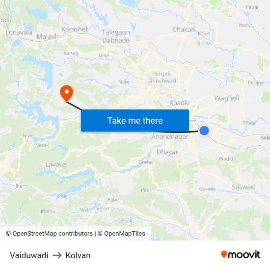 Vaiduwadi to Kolvan map