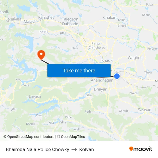 Bhairoba Nala Police Chowky to Kolvan map
