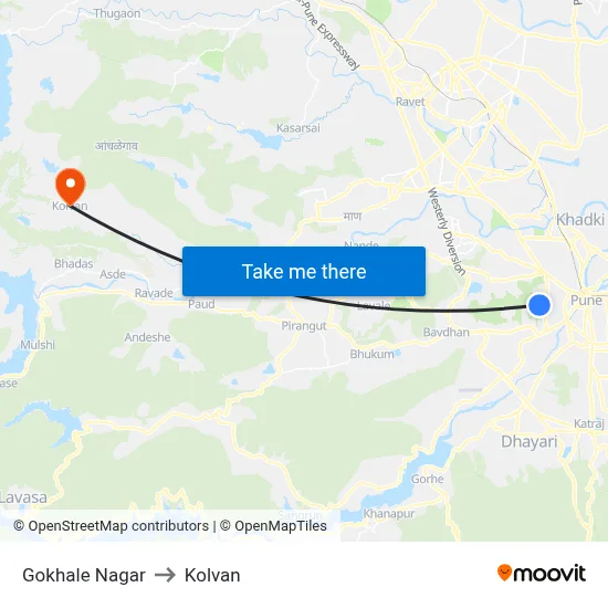 Gokhale Nagar to Kolvan map