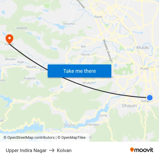 Upper Indira Nagar to Kolvan map