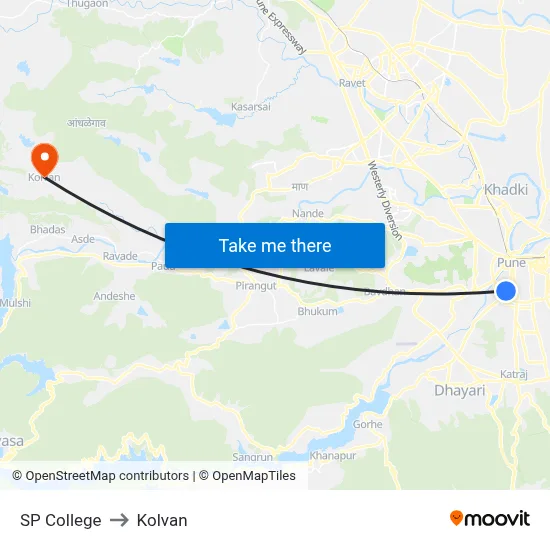 SP College to Kolvan map