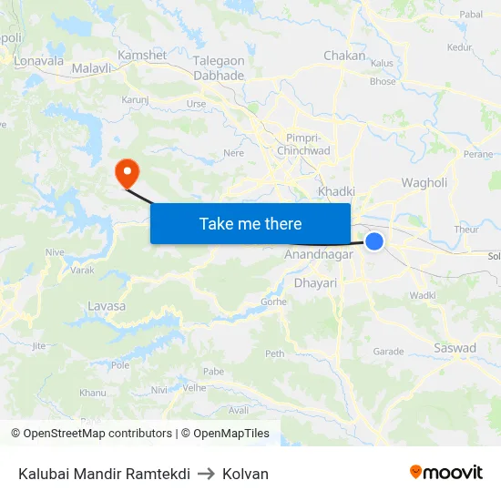 Kalubai Mandir Ramtekdi to Kolvan map