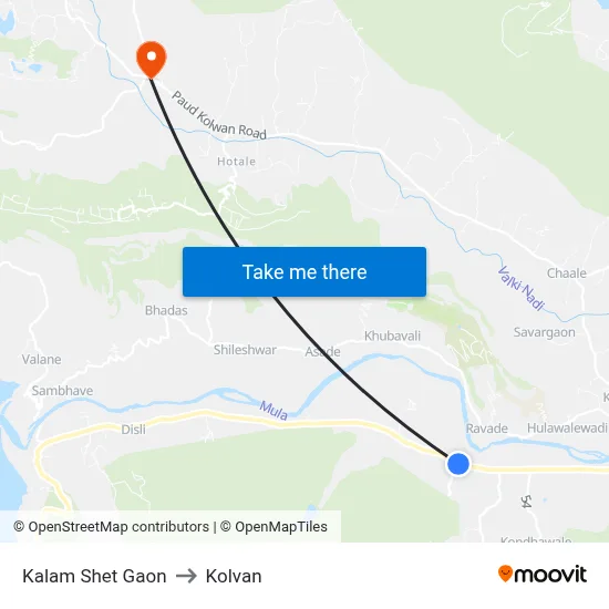 Kalam Shet Gaon to Kolvan map