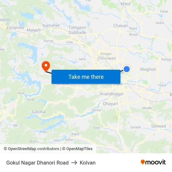 Gokul Nagar Dhanori Road to Kolvan map