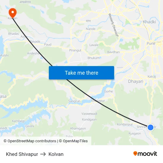 Khed Shivapur to Kolvan map