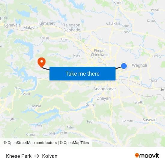 Khese Park to Kolvan map