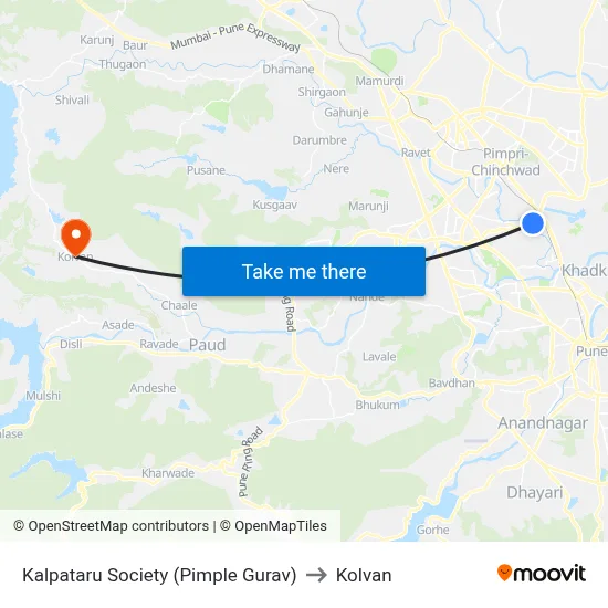 Kalpataru Society (Pimple Gurav) to Kolvan map