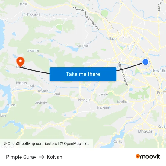 Pimple Gurav to Kolvan map