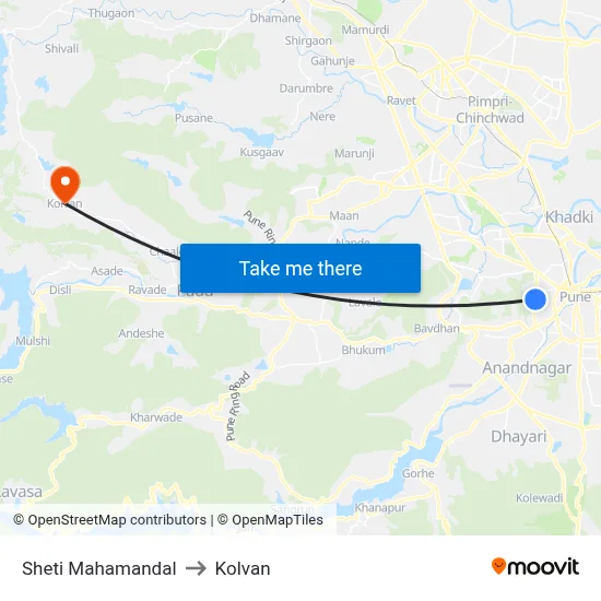 Sheti Mahamandal to Kolvan map
