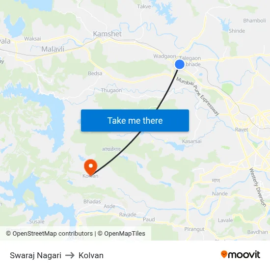 Swaraj Nagari to Kolvan map