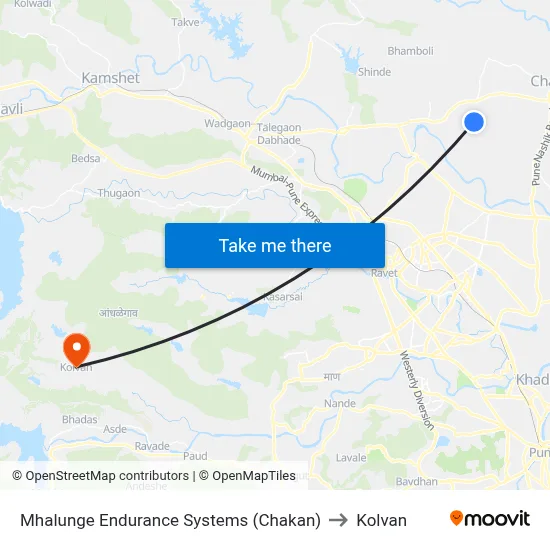 Mhalunge Endurance Systems (Chakan) to Kolvan map