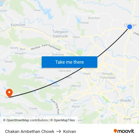 Chakan Ambethan Chowk to Kolvan map