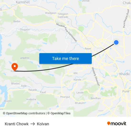 Kranti Chowk to Kolvan map