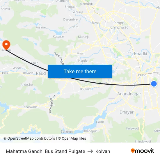 Mahatma Gandhi Bus Stand Pulgate to Kolvan map