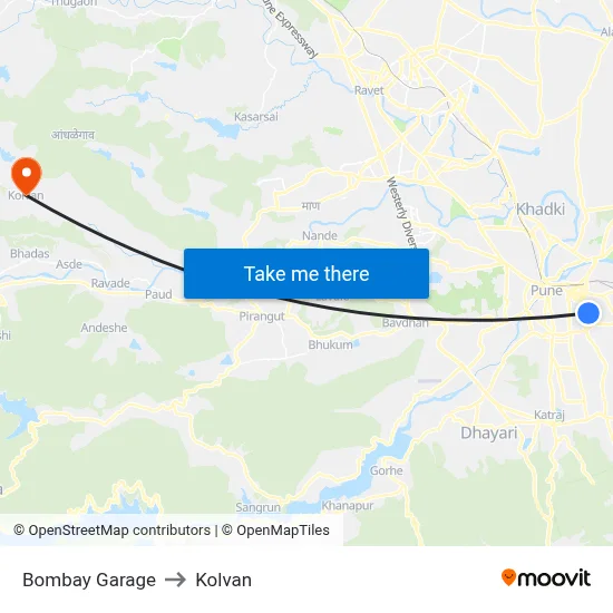 Bombay Garage to Kolvan map