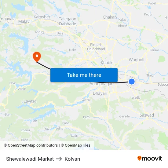 Shewalewadi Market to Kolvan map
