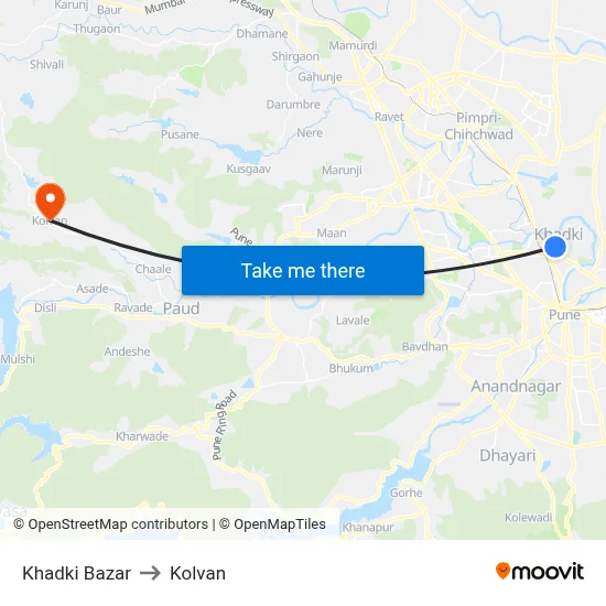 Khadki Bazar to Kolvan map