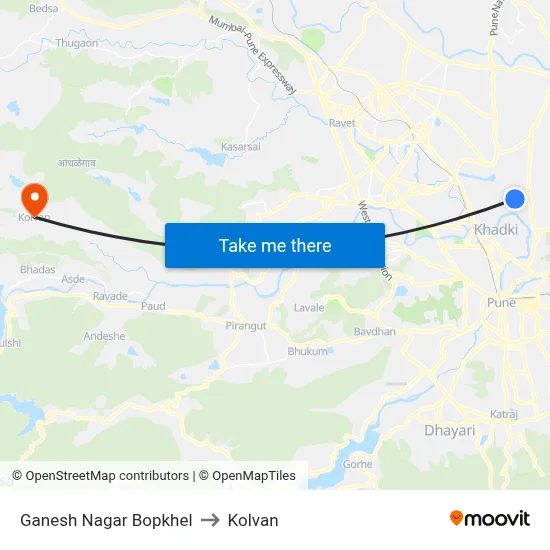 Ganesh Nagar Bopkhel to Kolvan map