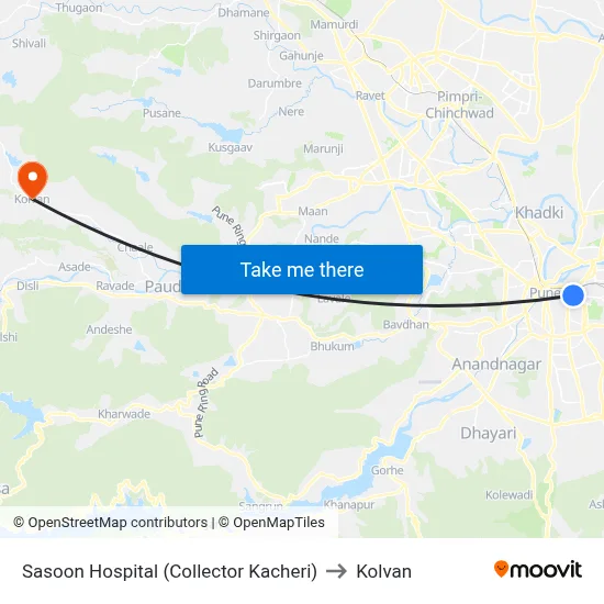 Sasoon Hospital (Collector Kacheri) to Kolvan map