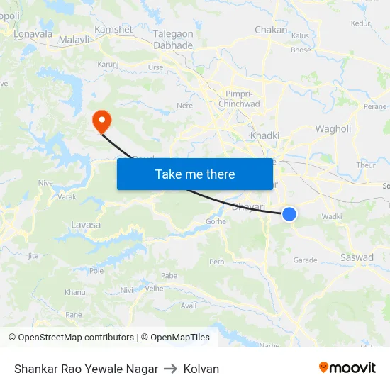 Shankar Rao Yewale Nagar to Kolvan map