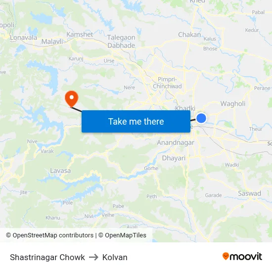 Shastrinagar Chowk to Kolvan map