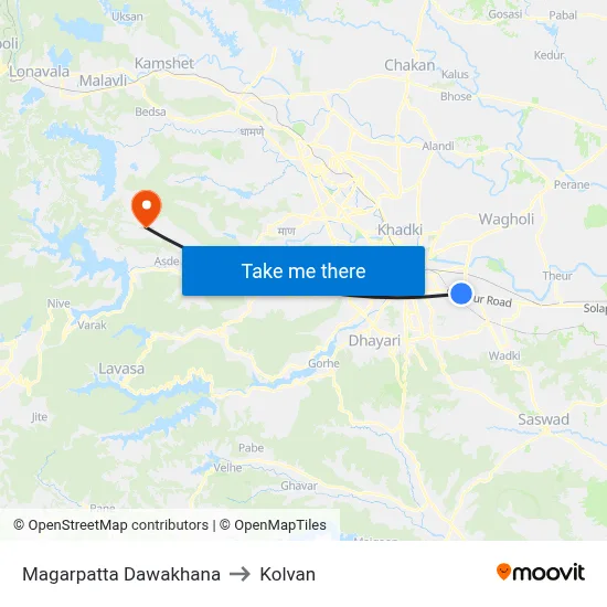 Magarpatta Dawakhana to Kolvan map
