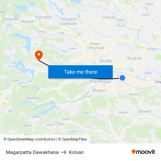 Magarpatta Dawakhana to Kolvan map