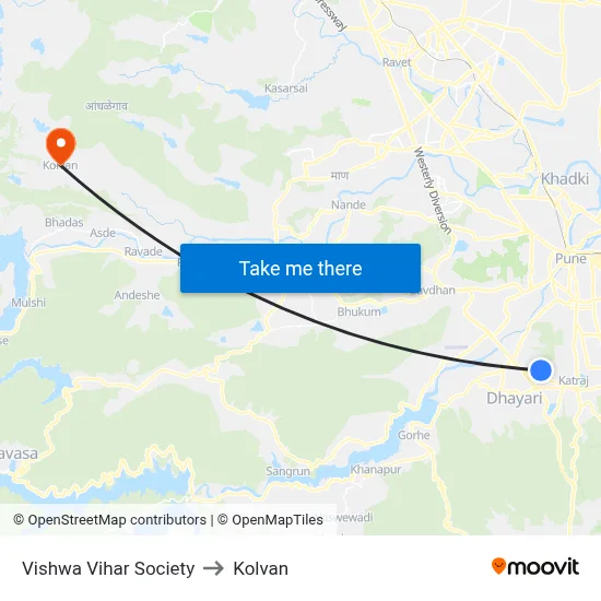 Vishwa Vihar Society to Kolvan map