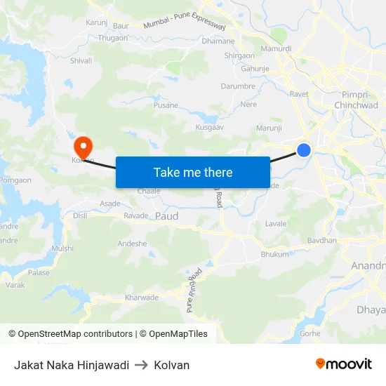 Jakat Naka Hinjawadi to Kolvan map