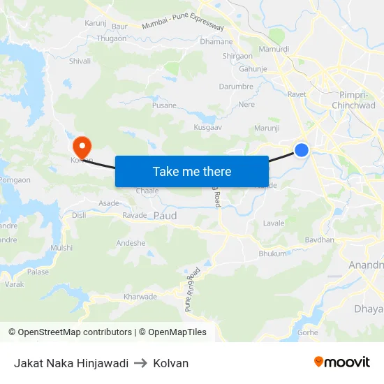 Jakat Naka Hinjawadi to Kolvan map