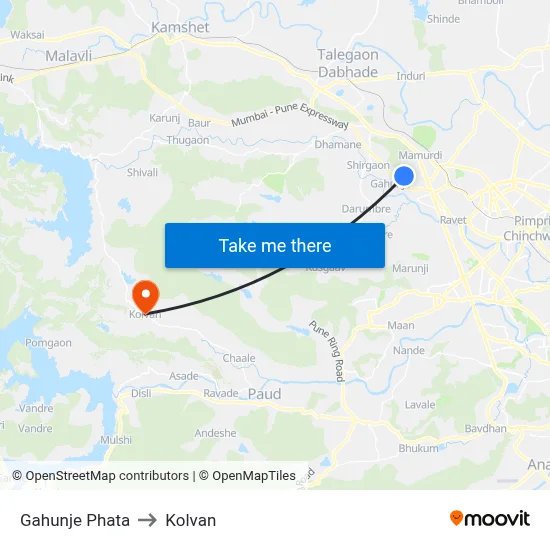 Gahunje Phata to Kolvan map