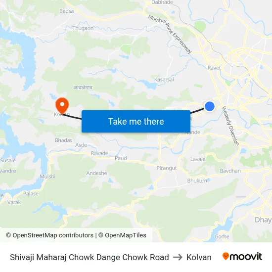 Shivaji Maharaj Chowk Dange Chowk Road to Kolvan map