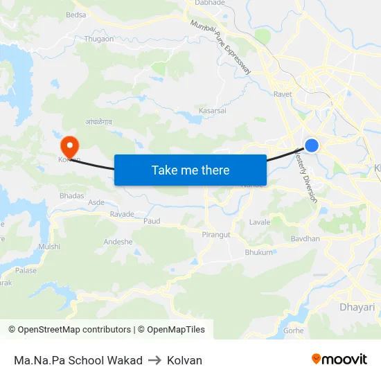 Ma.Na.Pa School Wakad to Kolvan map